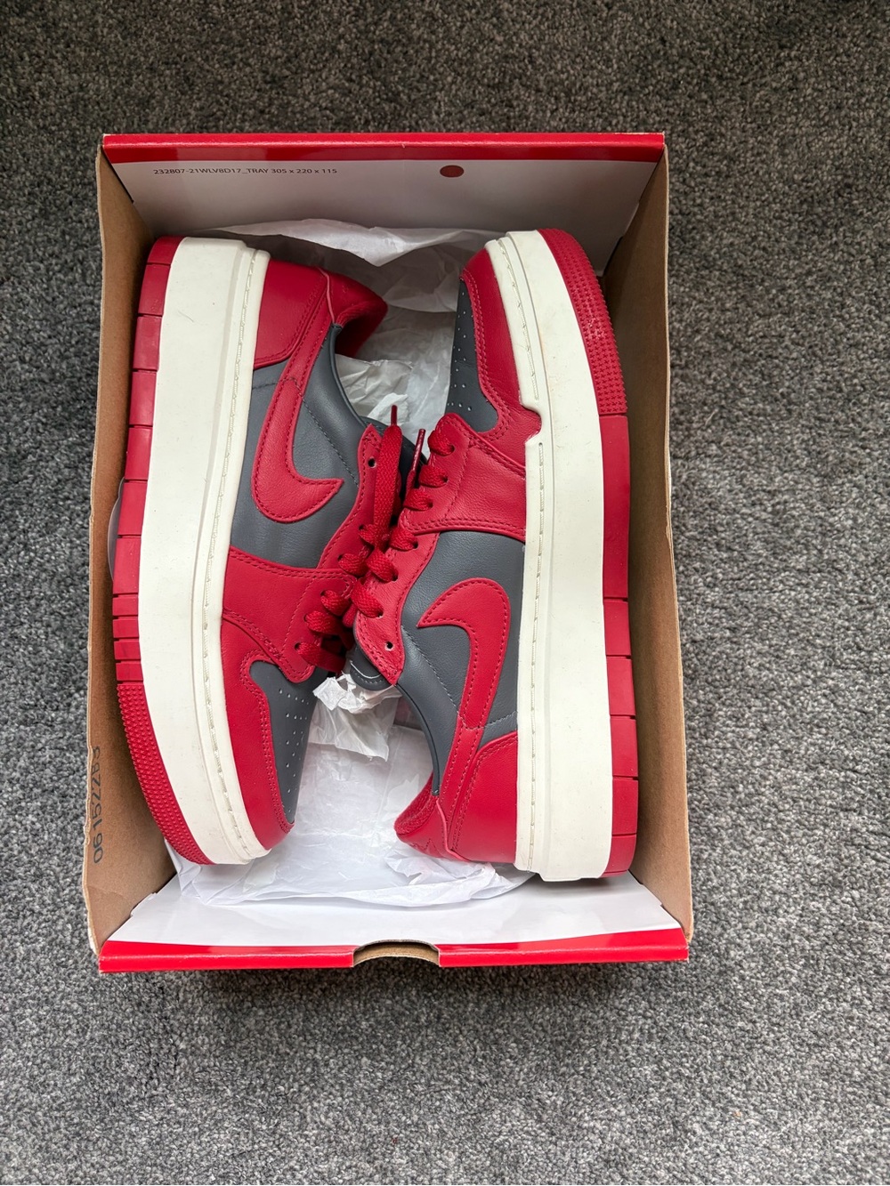 Nike Air Jordan 1 Elevate Women's Size 9 Dark Grey Varsity Red